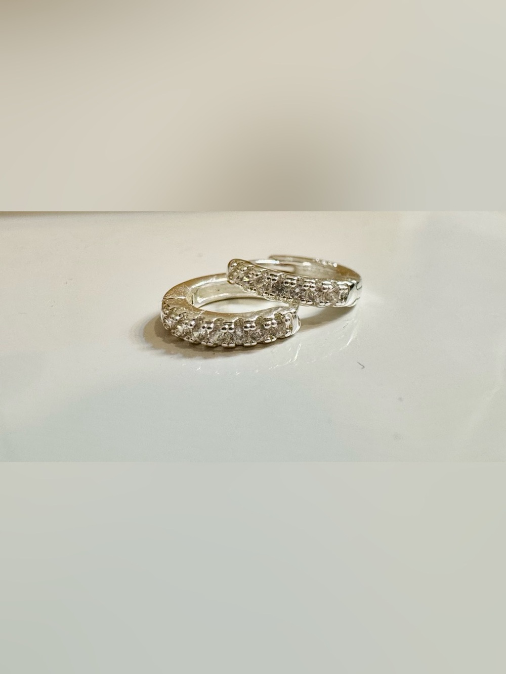 Amazon Silver Pavé Crystal Huggie Earrings